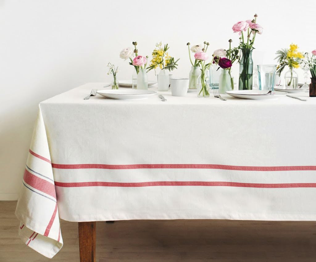 Red Tablecloths, Farmhouse Tablecloth for Rectangle Tables, Cotton Cotton Red Table Cover, Rustic Co