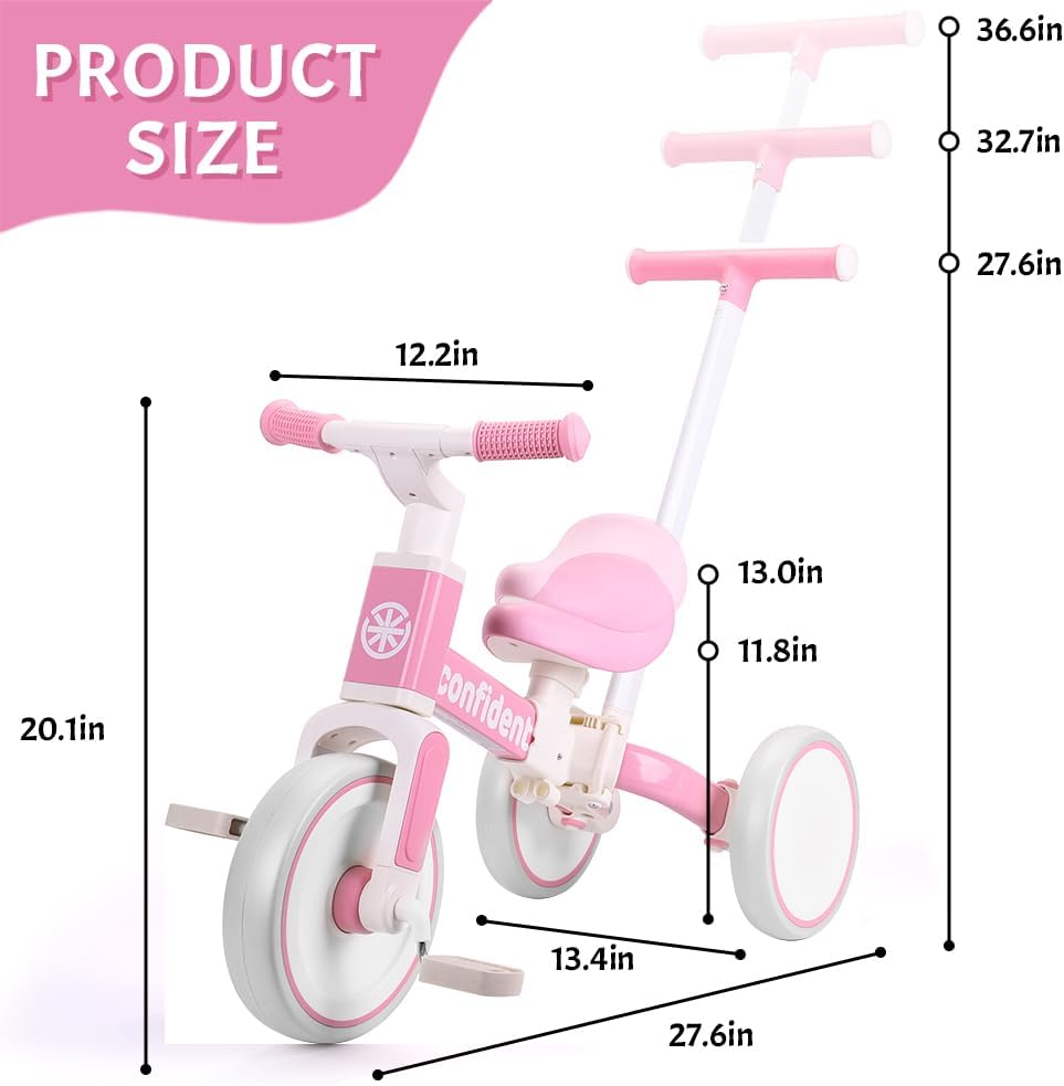 Tricycle for Toddlers 1-3 Year Olds, 5 in 1 Toddler Balance Bike