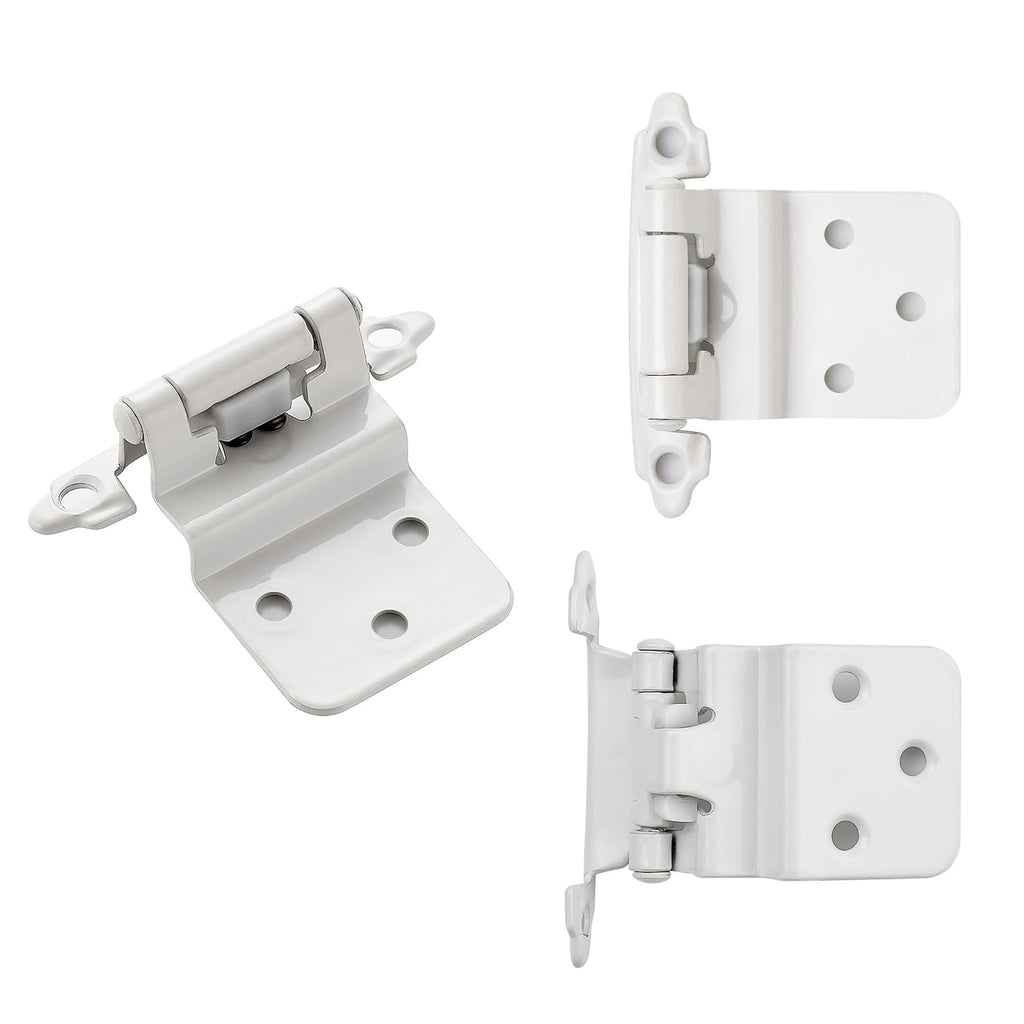 White Cabinet Hinges, 3/8 Inch Inset, 40 Pack(20Pairs)