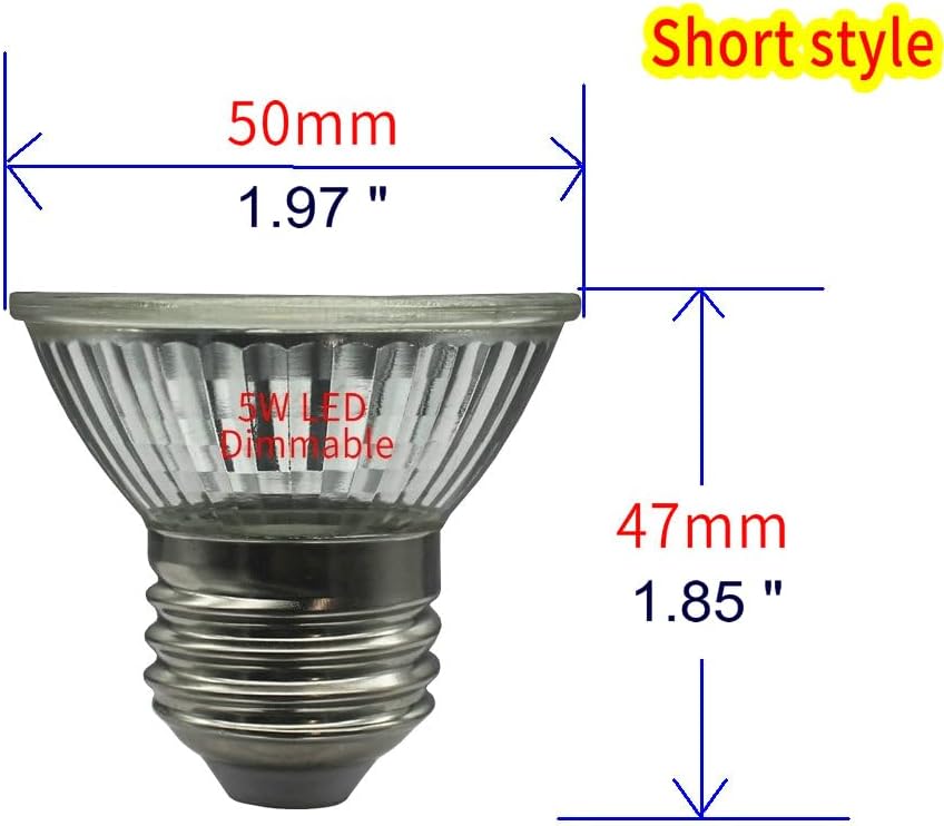 Full Glass PAR16 LED Spotlight Bulbs Dimmable 5W(50W Equivalent),Short Neck HR16/PAR16 Flood Light,Warm White