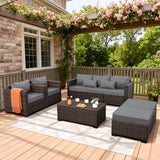 6-Piece Wicker Outdoor Patio Furniture Set | Dark Grey for Patio, Garden & Porch