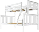 Bunk Bed Twin Over Full with Ladder, Solid Wood Platform Bed Frame with Ladder for Kids, 14" Safety Guardrails