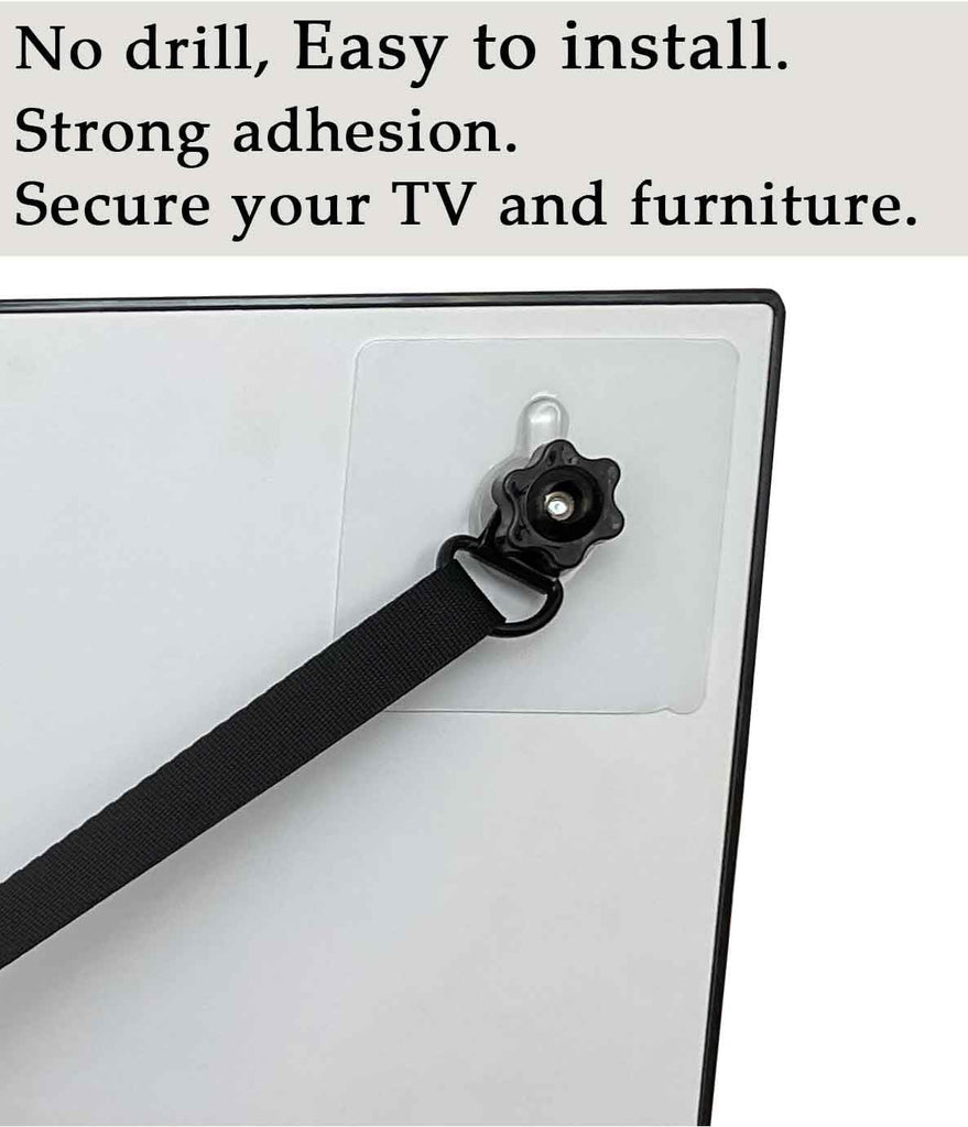 3 Pack Adjustable TV Safety Straps, No-Drill Anti-Tip Furniture Anchors for Baby Proofing, Flat Screens Fix to