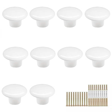 10 Pack White Ceramic Cabinet Knobs Vintage Round Drawer Cupboard Dresser Wardrobe Closet Door Knobs Pull Handles