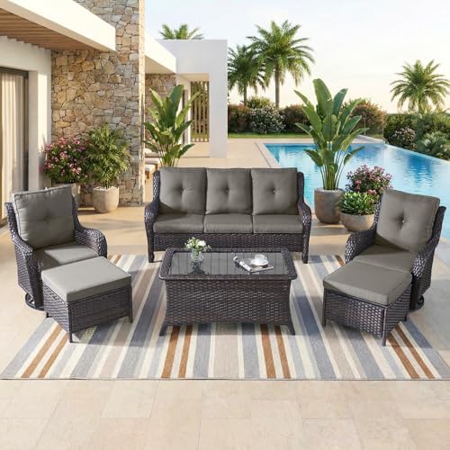 6-Piece Outdoor Patio Furniture Set - Conversation | All-Weather Resistant with Thick Cushions for Patio, Garden & Porch