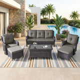 6-Piece Outdoor Patio Furniture Set - Conversation | All-Weather Resistant with Thick Cushions for Patio, Garden & Porch