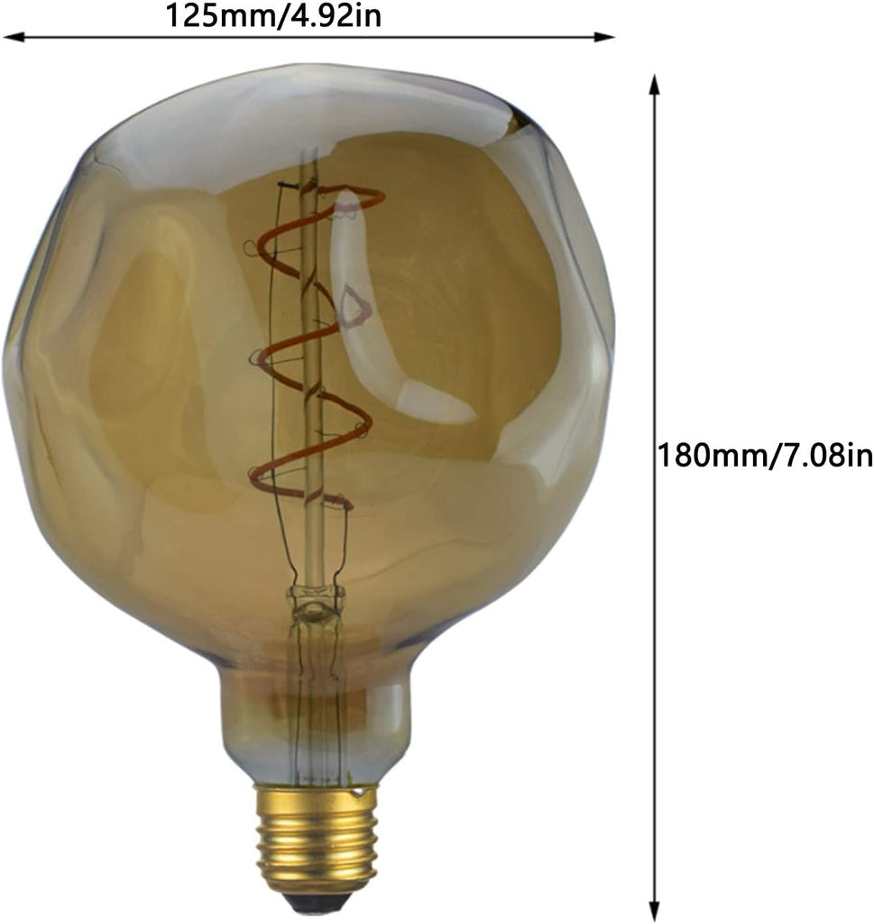 4W Dimmable LED Vintage Edison Light Bulb 40W Equivalent G125 Amber Glass Spiral Filament Decorative Lamp