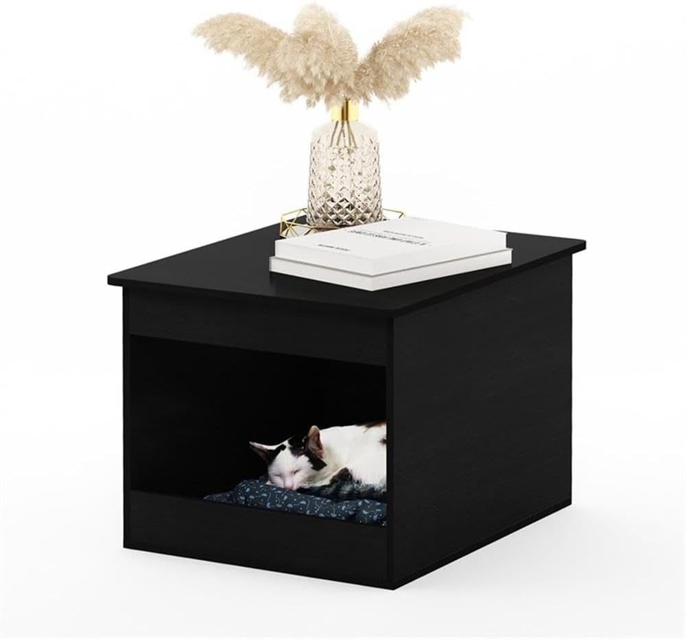 Contemporary Top Opening Litter Box Enclosure, Americano Finish, CARB Grade Composite Wood, Multifunctional Furniture