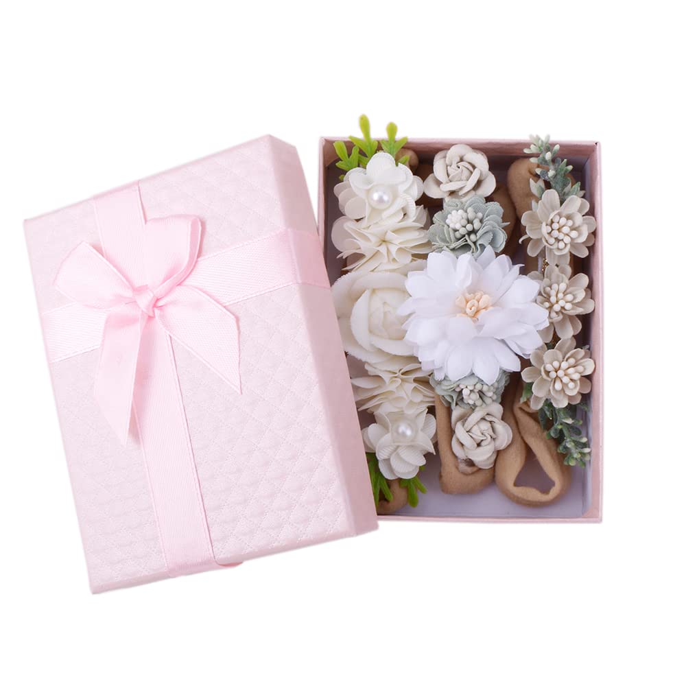 3pcs Baby Girl Flower Headbands, Super Soft & Stretchy Nylon Floral Hairbands for Toddler