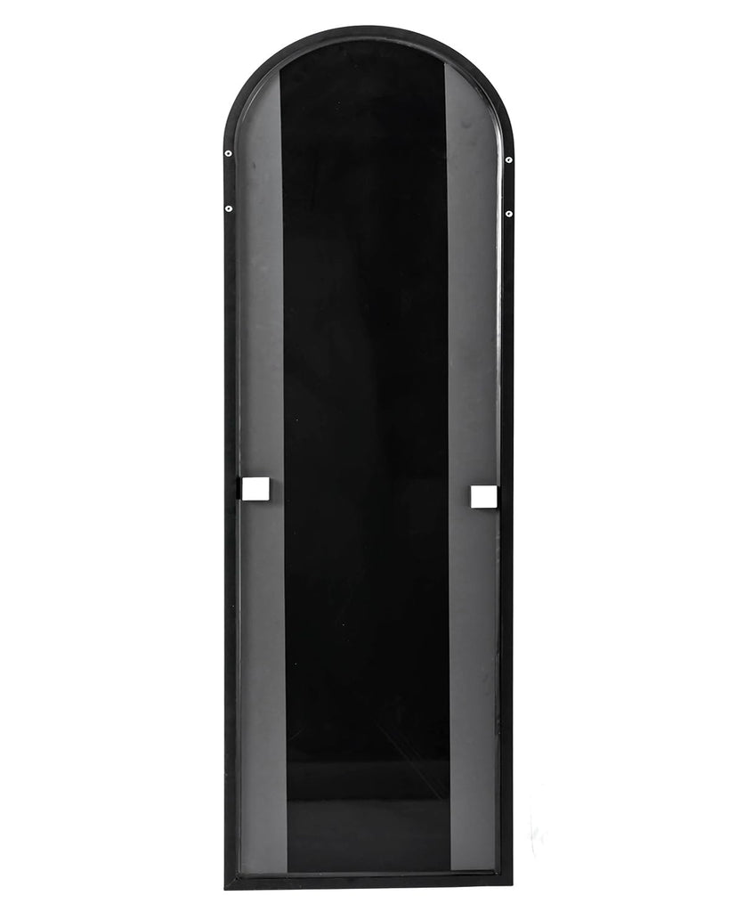 Over The Door Mirror - 16"x50" Full Length Arched Vertical Wall Mirror, Black