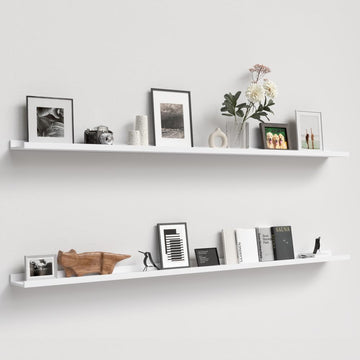 Floating Shelves Set of 2, Long Wall Shelf with Lip, 72in, White