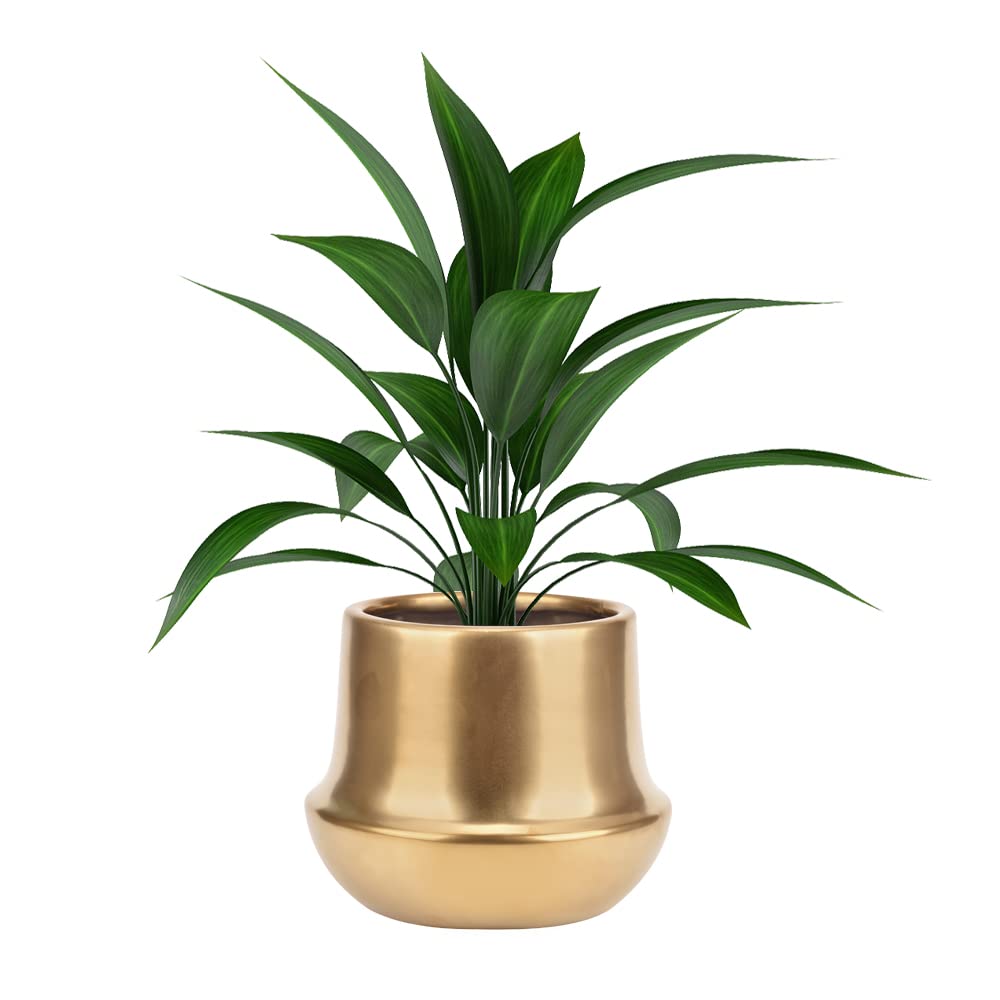 Gold Planter Pot Indoor Ceramic Flower Pots Modern Decorative Large Plant Pot 7.1 inch Gold Brass Planter for All