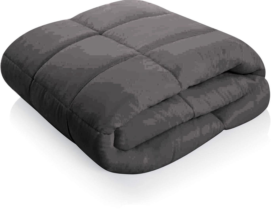 Full/Queen Size 1000 Thread Count | 550 GSM Fiber Fill | Solid Dark Grey Down Alternative 3 Piece Box Design