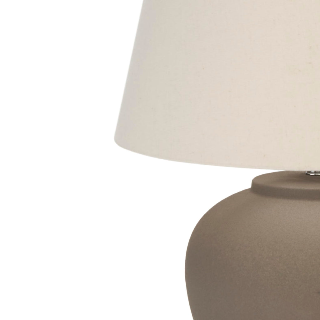 Home 20" Brown Matte Ceramic Table Lamp with Fabric Shade, Bedside Nightstand Lamp