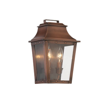 Acclaim Lighting | Vintage Solid Copper Two Light Dimmable Wall Mounted Outdoor Wet Rated Lantern with Clear