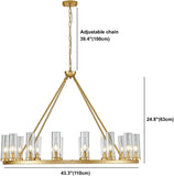 Farmhouse Wagon Wheel Chandelier,D42 16 Light Gold Industrial Rustic Chandelier Lighting, Round Kitchen Island Pendant Light with Clear Glass (42in-16 Lights) A115-B0BGDV63KH