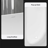 Japanese Bathtub,47" Freestanding Japanese Soaking Tub, White Stone Resin Deep Tub with Built-in Seat, Modern Oval