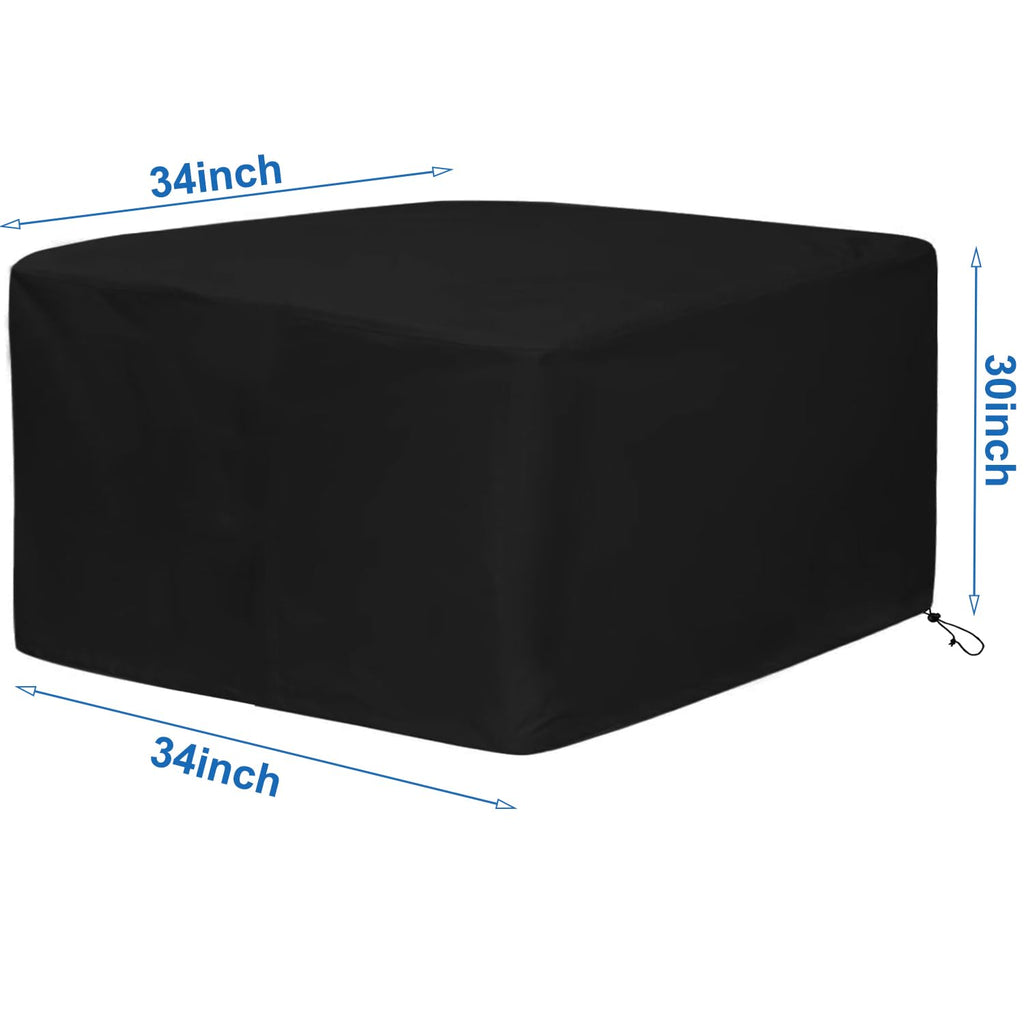 Fire Pit Cover, 34" x 34" x 30" Square Gas Fire Pit Cover, Waterproof 600D Heavy Duty Square Patio Fire Pit Table