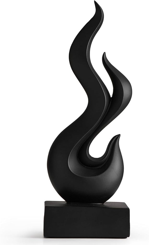 Abstract Art Table Decoration, Gold Decor Flame Statue Home, Black Shelf Decor Accents, Abstract Art Resin Sculpture