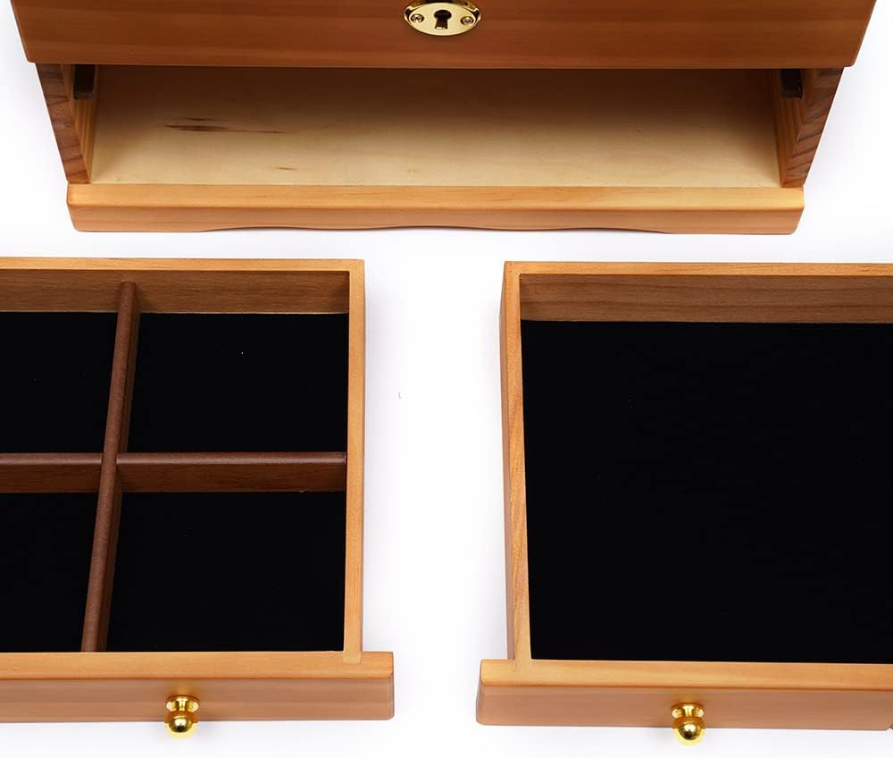 Extra Large 3 Layers Wooden Jewelry Box Jewelry Case Cabinet Armoire Ring Necklacel Gift Storage Box Organizer(3