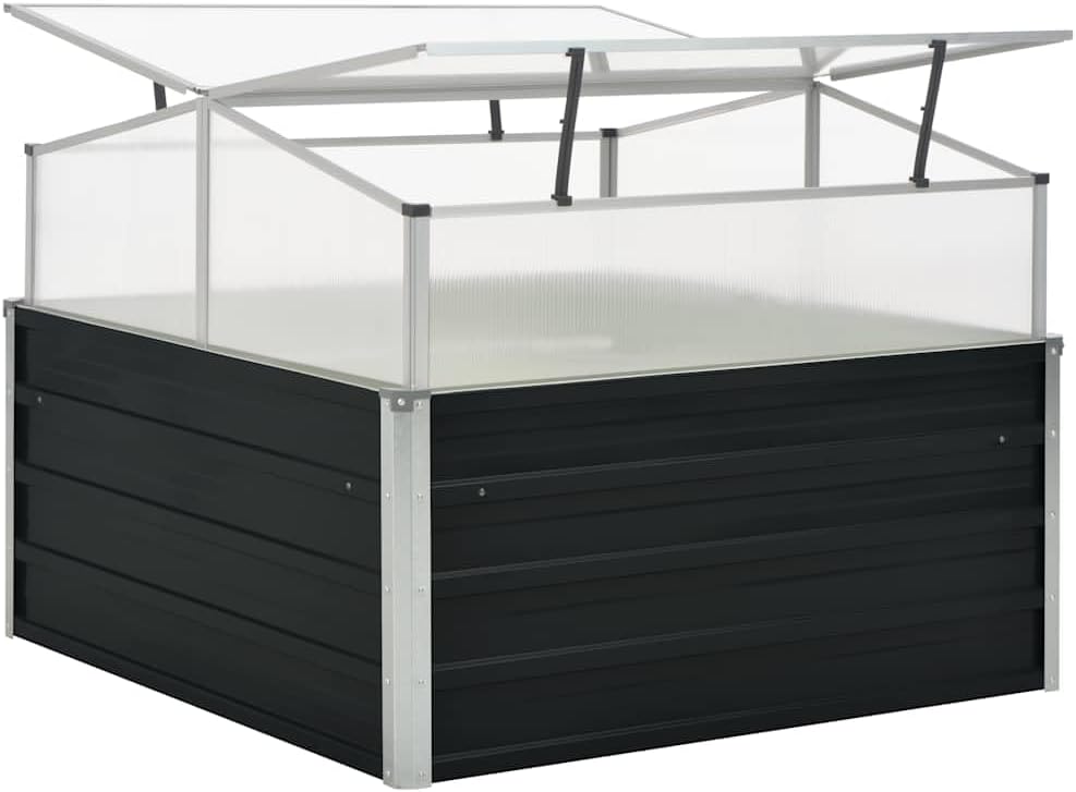 Galvanized Raised Garden Bed with Greenhouse Cover, 39.4" x 39.4" x 30.3" Square Cold Frame Greenhouse, Open Bottom