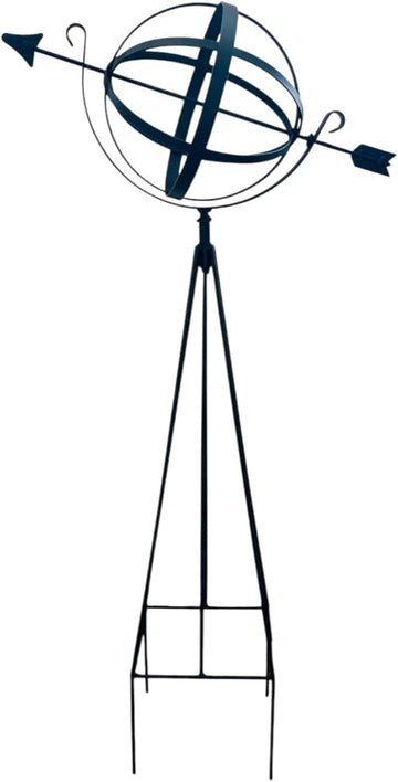 Wrought Iron Garden Armillary Sphere - Amish Handmade Outdoor Garden Globe Sculpture - Metal Decorative Garden Orb