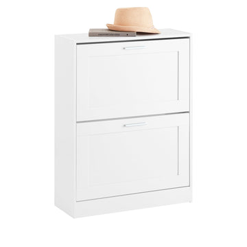 Hestiamo Entryway Flip Drawer Shoe Storage Cabinet, Narrow Size, White