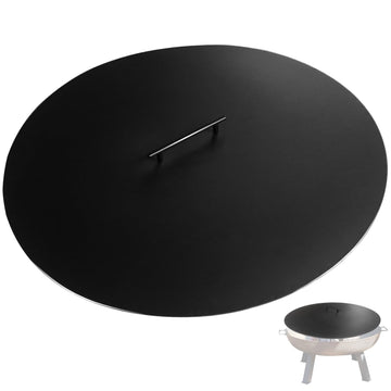 34" Fire Pit Cover Lid Round Outdoor Fireplace Cover Lid Heat Resistant Flat Fire Pit Burner Pan Cover for Round