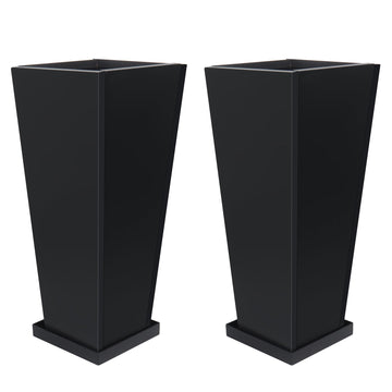 26" Metal Tall Outdoor Planters Set of 2, Durable & Wealtherproof