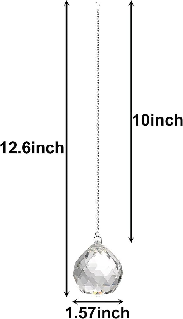 2 Pack Suncatcher Crystals Ball Prism Set, 1.57 Inch Clear Ball Rainbow Maker with Chain for Easy Hanging