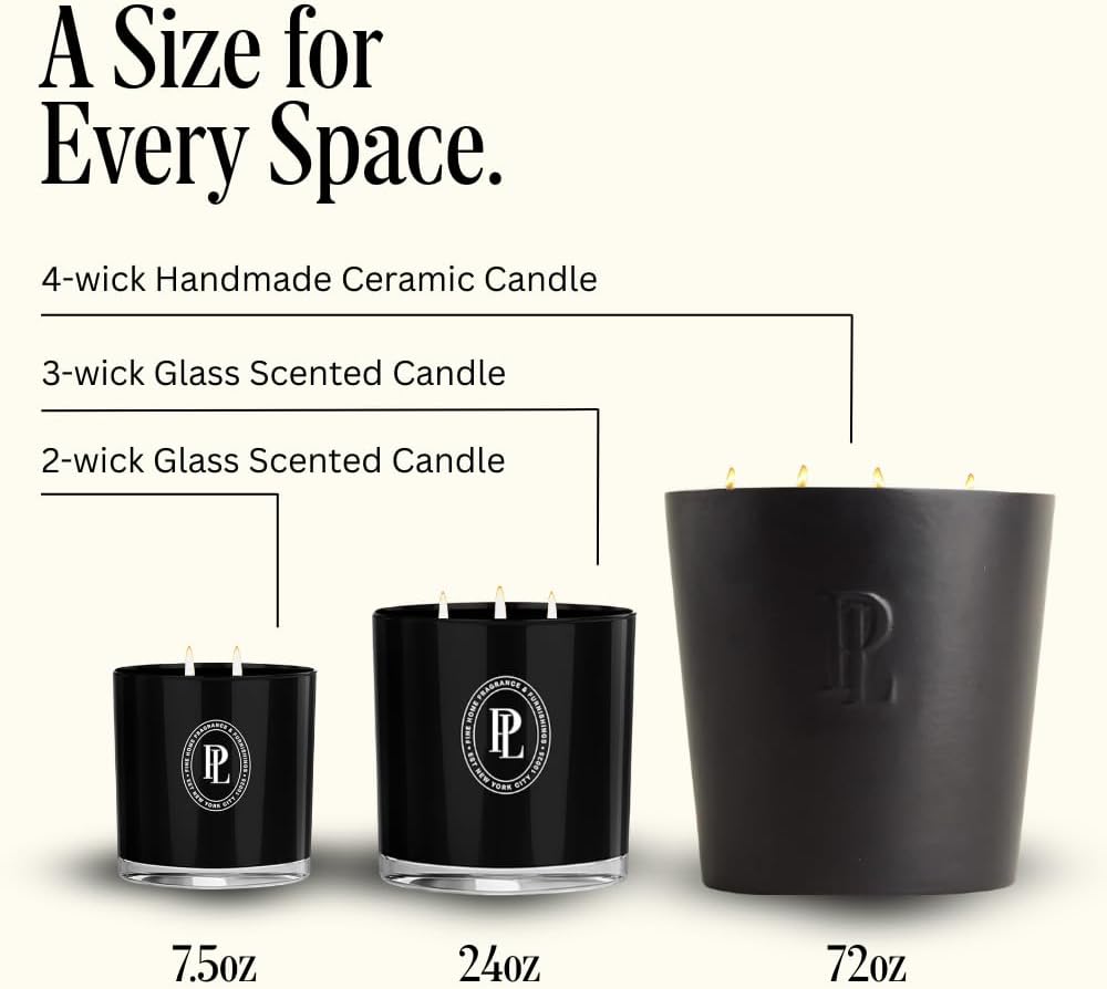Scented Candle 24oz Long-Burn 3-Wick Soy Wax - Highrise | Large Candle, 3-Wick Soy Wax, Hand-Poured USA, 40-50 Hour
