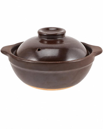 Japanese Donabe Clay Pot with Lid, 6.5 Inch Terracotta Ceramic Casserole for Stovetop & Oven, Traditional Earthenware