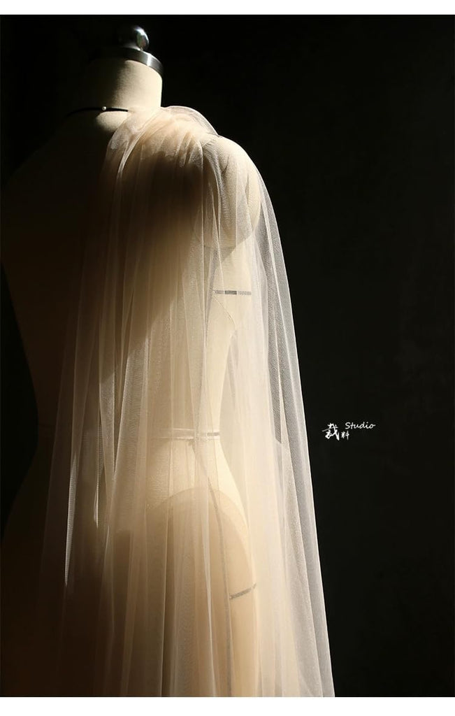 Soft Tulle Fabric by the Yard, Dark Ivory (Deeper Warm Ivory), 3 Yards x 56 Inch Wide, Sheer Fine Mesh Netting for
