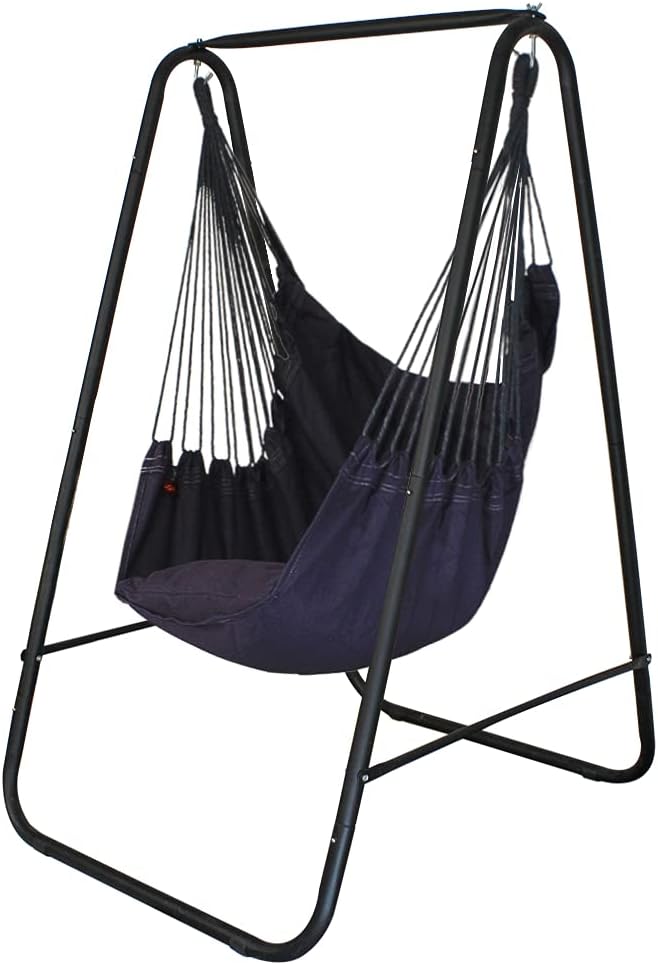 Hammock Chair Stand with Hanging Swing Chair Included,Weather Resistant and Saving Space Stand Max 450 Lbs, Quality