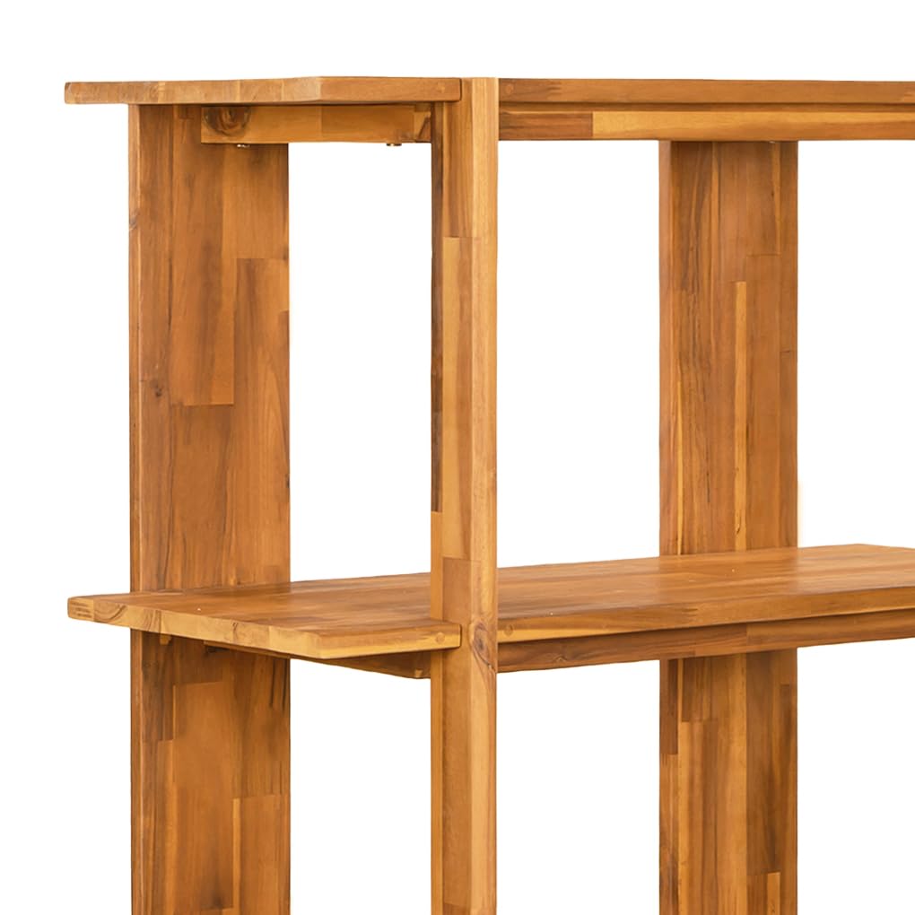 4 Shelf Narrow Teak Bookcase H-70 L-33 Acacia Wood Open Bookshelf