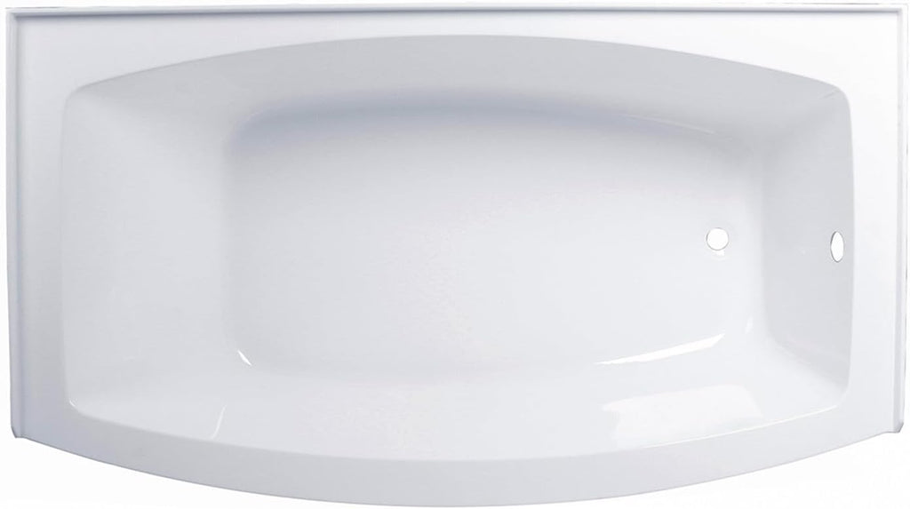 VTDR663222R 66-Inch Acrylic Curved Apron 3-Wall Alcove Tub with Right Hand Drain, Glossy White