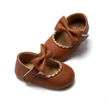 Infant Baby Girls Bowknot Mary Jane Flats Shoes Toddler Princess Wedding Dress Shoe Newborn Soft Rubber Sole Crib