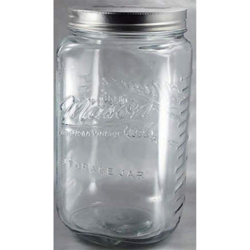 170 Ounce Classic Wide Mouthed Embossed Glass Mason Storage Jar Storage Container with Airtight Screw On Closing Lid