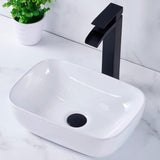 Bathroom Vessel Sink Small, 14" x 10" Above Counter White Porcelain Ceramic RV Bathroom Sink Countertop Vanity Restroom Sinks Bowl, Wash Basin for Bathrooms A131-B0CQ8854CW