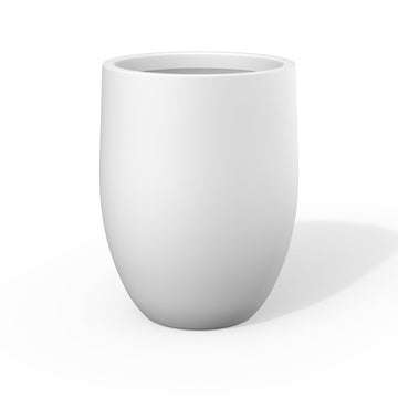 White Concrete Planter 21.7" Tall All-Weather Round Large Pot