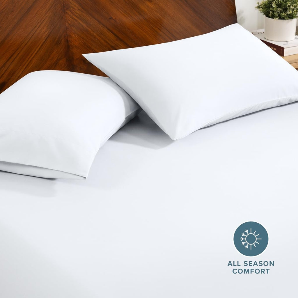 Ultra-Soft Fitted Sheet + Pillowcase Set (Twin XL, White)