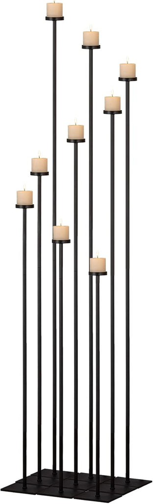 60'' Floor Candelabra Holder for 9 Arm Candlesticks,Tall Candle Holders, Black Metal Candle Stick Holders for Pillar