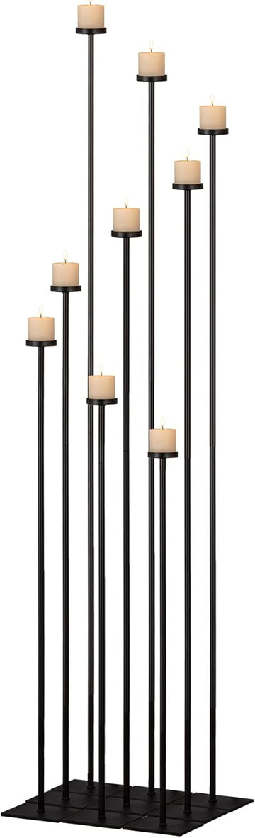 60'' Floor Candelabra Holder for 9 Arm Candlesticks,Tall Candle Holders, Black Metal Candle Stick Holders for Pillar