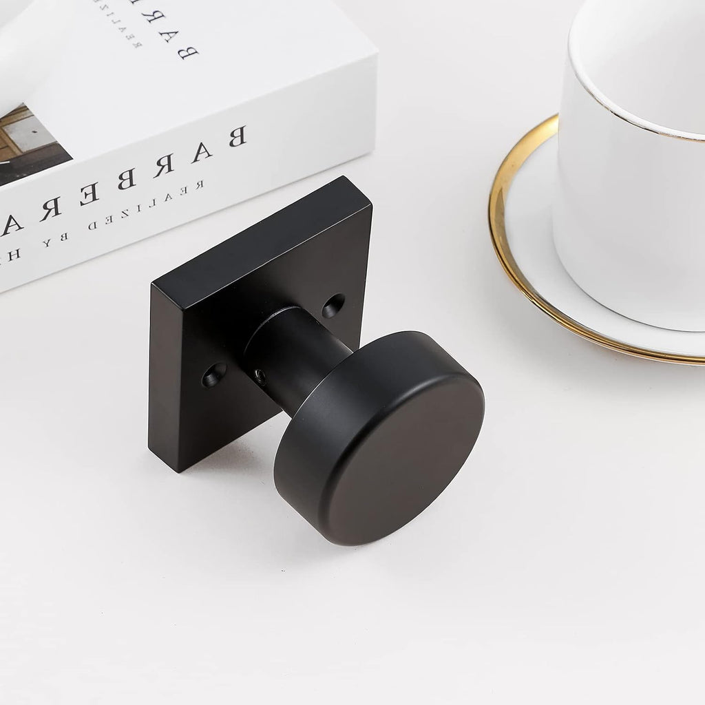 2 Pack Black Dummy Door Knobs Interior, Single Sided Square Modern Dummy Door Knob Door Handle for Hall/Closet Doors