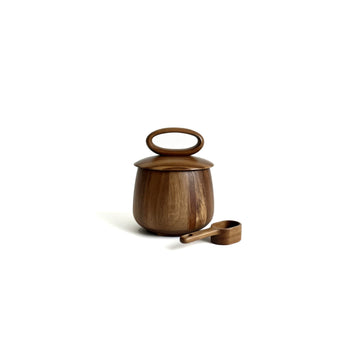 Acacia Wood Coffee Canister with Wooden Scoop, 21 fl oz (628 mL) Coffee Bean Storage Container with Silicone Seal