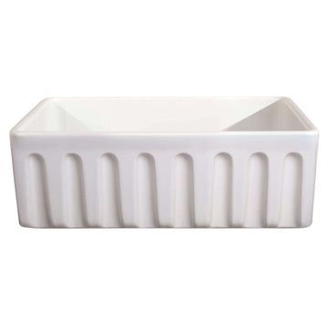 ClayPro Fireclay Sink, Single Bowl Farmhouse Apron Kitchen Sink, Flat or Fluted Reversible Installation Option