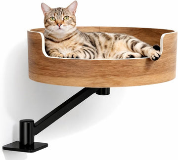Desk Cat Bed, Elevated Cat Bed for Desk, Space-Saving Cat Hammock, Stable & Comfortable Perch for Indoor Cats, Walnut