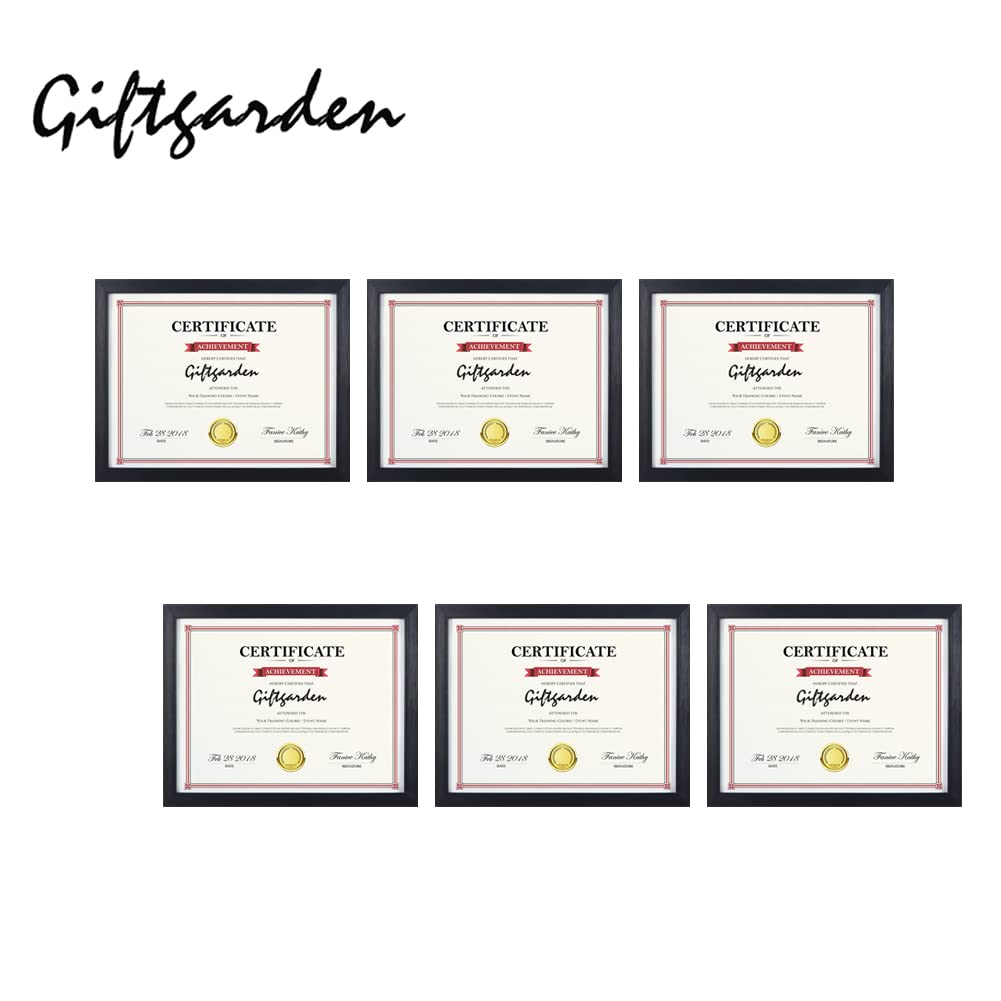 8.5x11 Picture Frames Diploma Certificate Document Award 8.5 x 11 Frame Black, Wall or Tabletop, Set of 6
