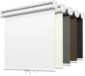 No Drill Cordless Roller Shades, 27x72, White | 100% Blackout Roller Blinds for Windows, Thermal Insulated UV