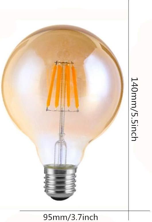 G95 LED Vintage Filament Bulb G30/G95 6W Dimmable Edison Antique LED Filament Globe Light Bulb,G95,6W(60 Watts
